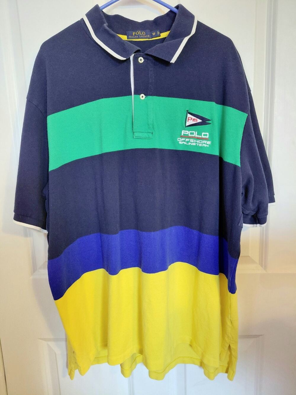 VTG Polo Ralph Lauren P15 Offshore Sailing Team Polo Colorblock 3XB Big & Tall